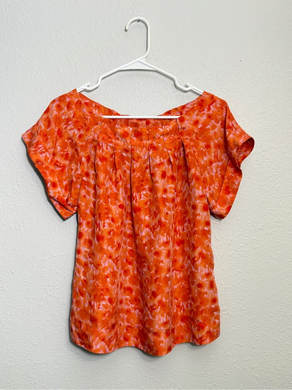 Banana Republic Orange Printed Short Sleeve Blouse